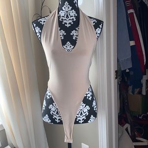 Nude plunge bodysuit. Size M